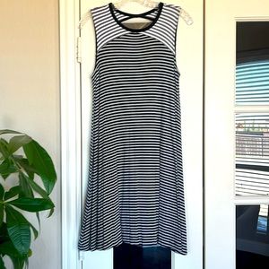 Gap black & white striped high neckline back cutout tank dress, Small
